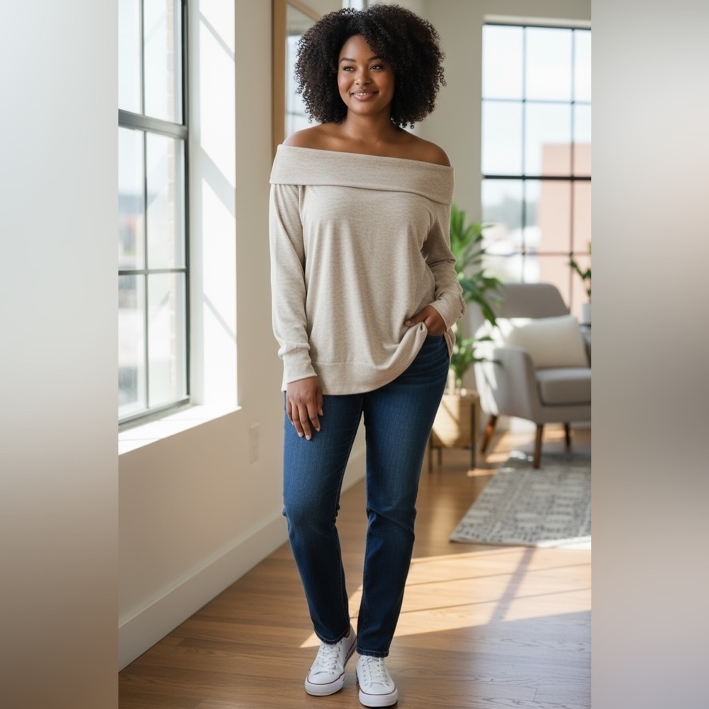 LC Lauren Conrad Weekend Off The Shoulder Sweater